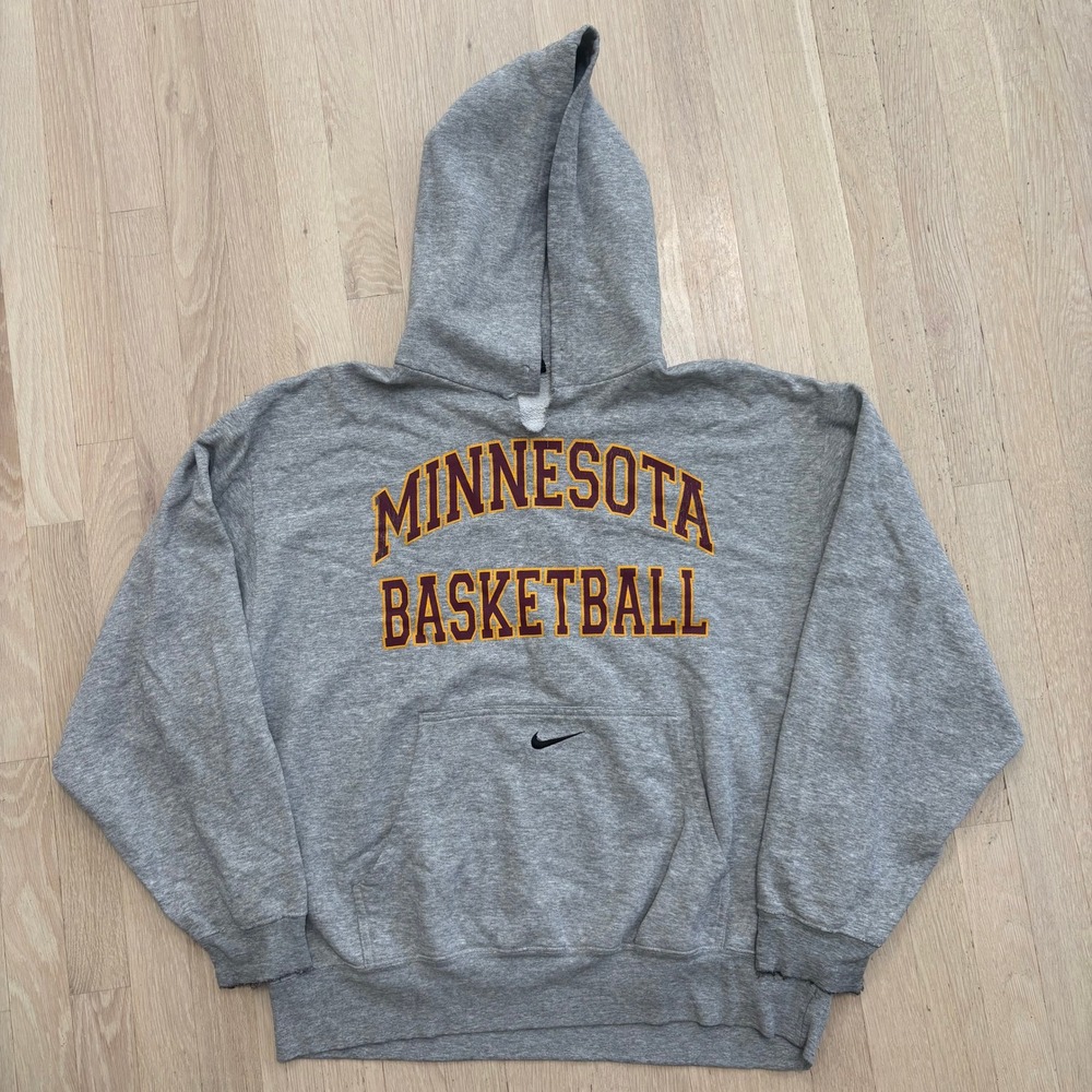 Nike Minnesota Basketball Hoodie Mens XL Gray Fair Distressed Vintage Team